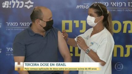 Israeli Prime Minister Naftali Bennett receives the third dose of the vaccine from Pfizer as part of a reinforced campaign to limit the spread of the Delta type across the country