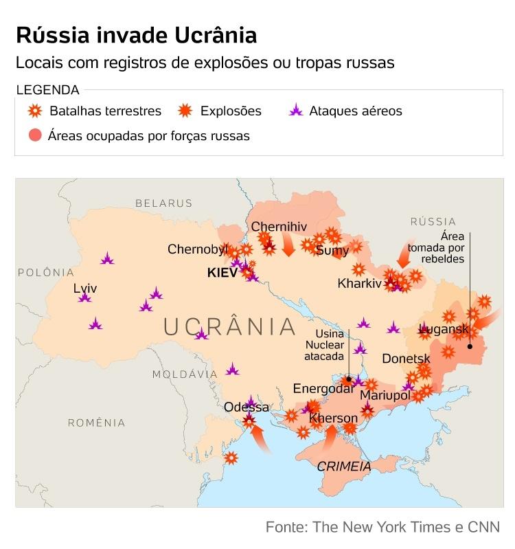 Map Russia occupies Ukraine - 02.26.2022 - Arte / UOL - Arte / UOL